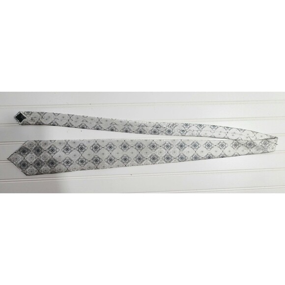 Jean Claude Vidal Handmade Neck Tie Silver & Black Geometric Classic 59" - Picture 9 of 11